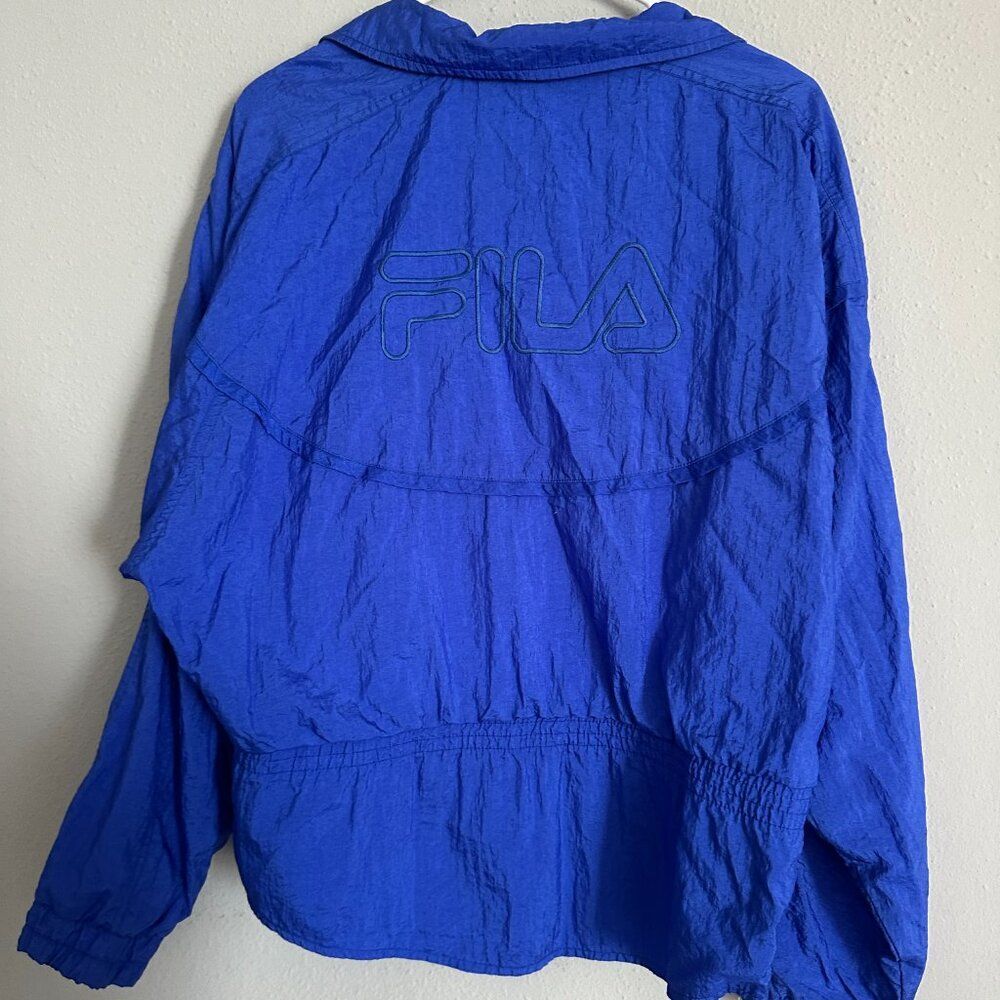 Vintage 90s FILA Women’s Windbreaker Jacket Blue USA 10 Retro Track Jacket - Picture 4 of 7